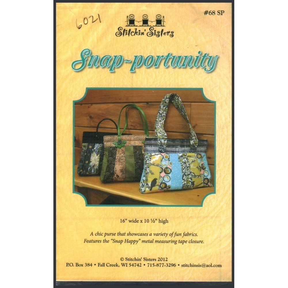 Stitchin Sisters Snap-portunity Purse Sewing Pattern 68 SP Handbag 2012 DIY Bag‎